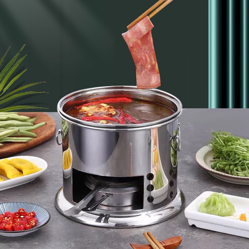 酒精炉小火锅单人双人火锅打边炉涮涮锅户外野炊防风炉外卖酒精锅