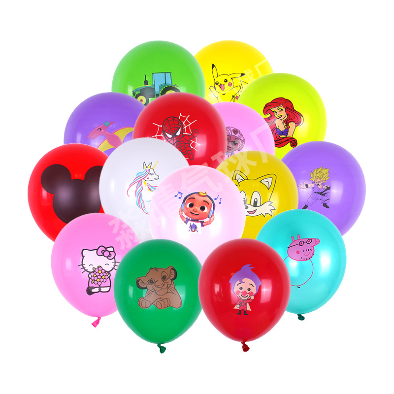 12-Inch Colorful Dinosaur Printed Rubber Balloons Children's Birthday Party Decoration Theme Animal Cartoon Balloon Set