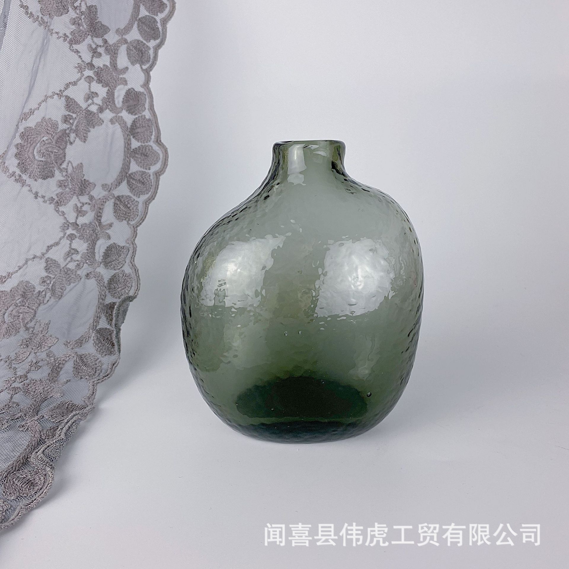 Japanese Zen Hammered Pattern Glass Vase Irregular Geometric Small Mouth Flower Device Living Room Flower Arrangement Home Decoration