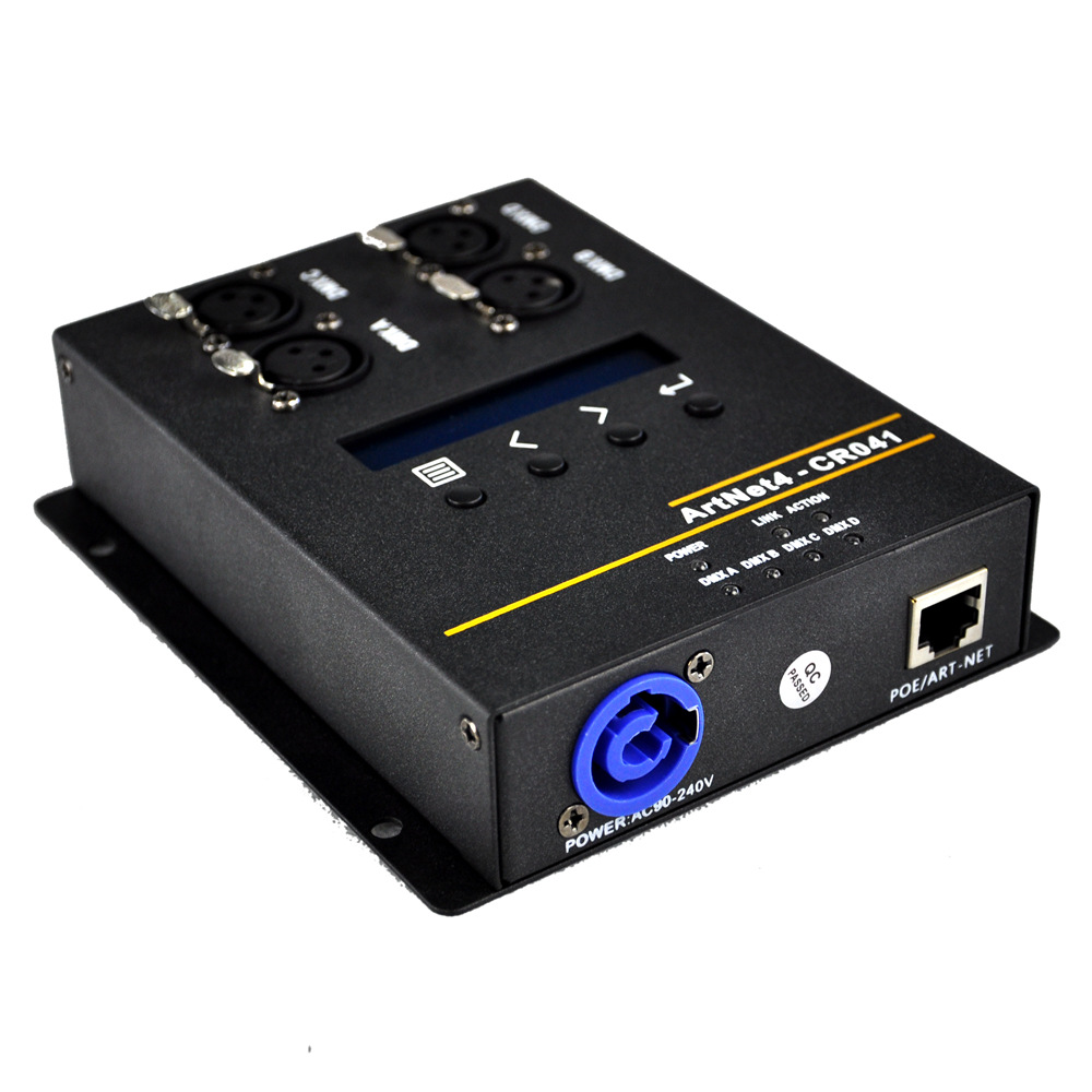 4路artnet舞台灯光控台 art-net-dmx512网络转化器 3芯信号插头