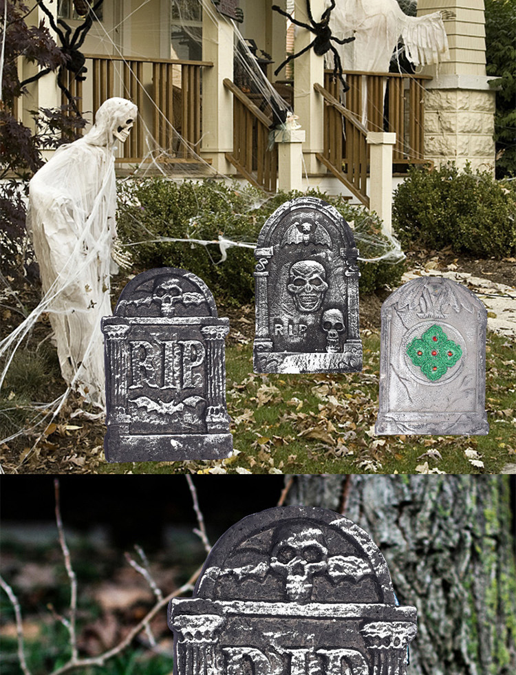 万圣节装饰 墓碑鬼屋酒吧密室逃脱布景摆件 坟墓墓碑影视拍摄道具