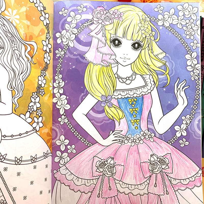 公主涂色本3-7-10岁公主百变涂色秀绘画册儿童女孩图画画本填色本