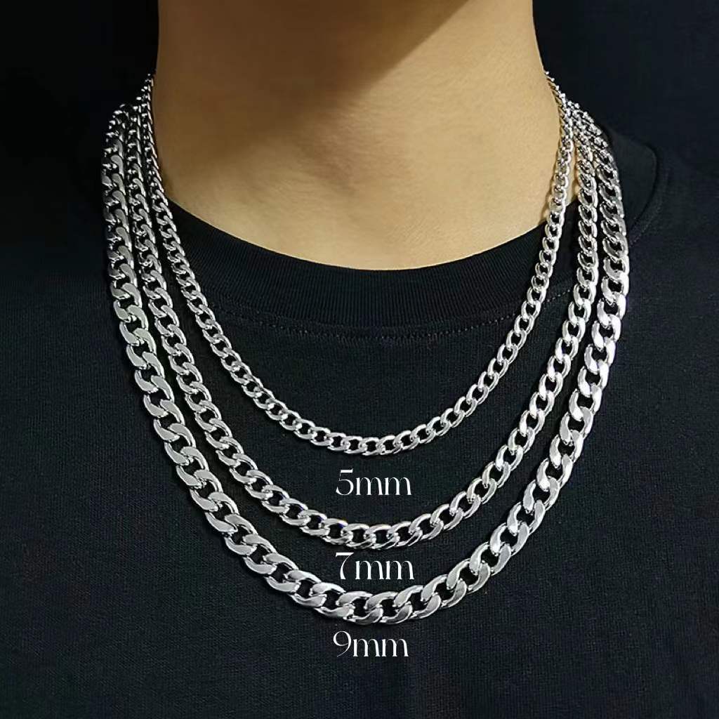 Wholesale Titanium Steel No Fading Chunky Chain Necklace Cuban Link Chain Necklace Female Male Trendy European and American Nk Chain Hip-Hop Pullover Chain Accessories
