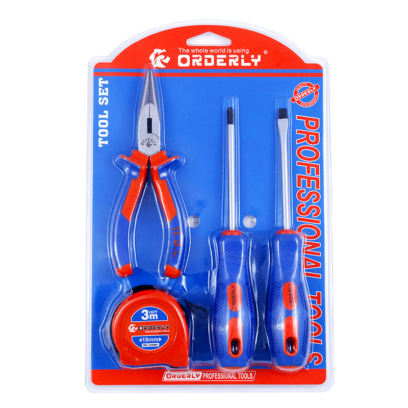 orderly factory direct sales screwdriver tape measure sharp nose pliers home combination set