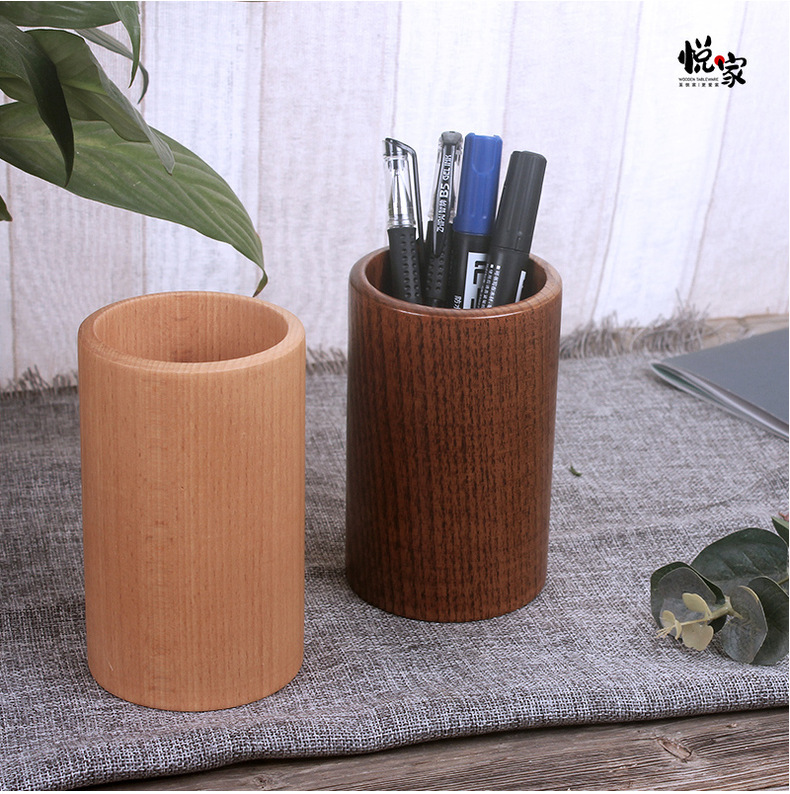 批发木质笔筒酸枣木筷子筒圆柱形厨具收纳筒 学习办公用具可logo