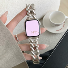 适用苹果s8 ultra新款合金表带 单排粗八字链智能手表表带金属带