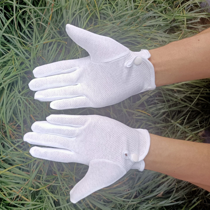 中扣三筋手套白色点塑全棉礼仪防滑作业接待保安升旗开车防护手套
