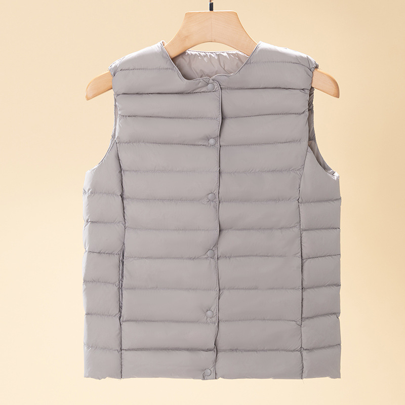 2023 Autumn and Winter Lightweight down Jacket Women's Vest Season New round Neck Liner Vest Waistcoat White Duck down Large Size Coat