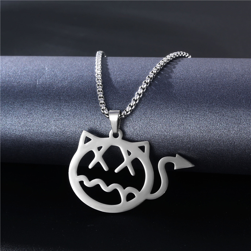 Cross-Border New Arrival Accessories Little Devil Titanium Steel Necklace Little Ghost King Linkai Same Style Cool Earth Disco Jumping Hip Hop Pendant Trendy