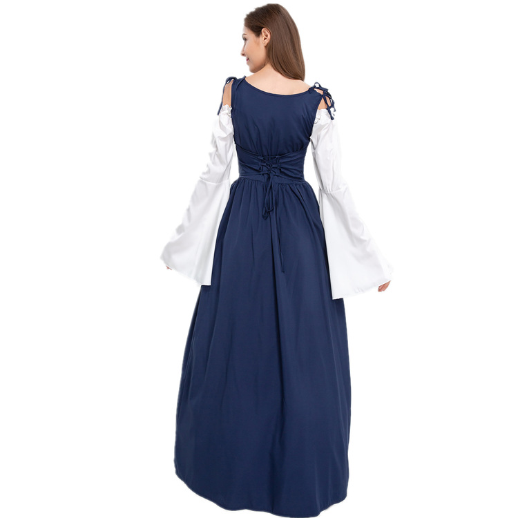 欧美宫廷公主装方领捆绑束腰中世纪文艺复兴复古连衣裙话剧演出服