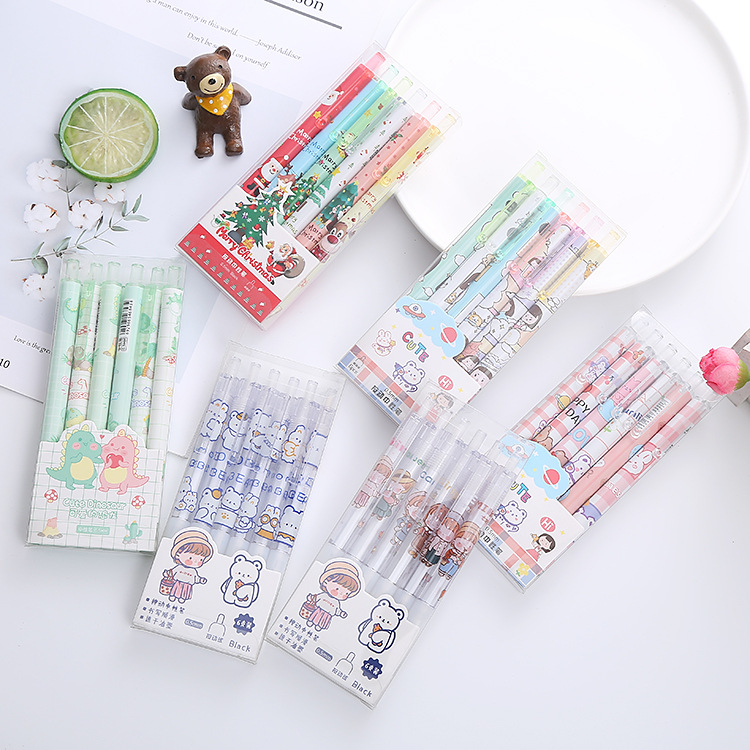 Boxed Pressing Pen Creative Student Ins Good-looking Press Gel Pen Cute Office Stationery Water-Based Sign Pen