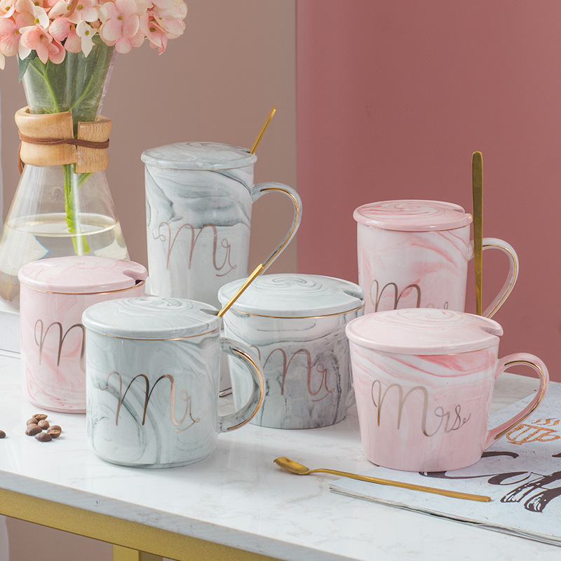 creative marble pattern ceramic cup couple mug coffee cup activity gift with hand gift water cup can be used as logo