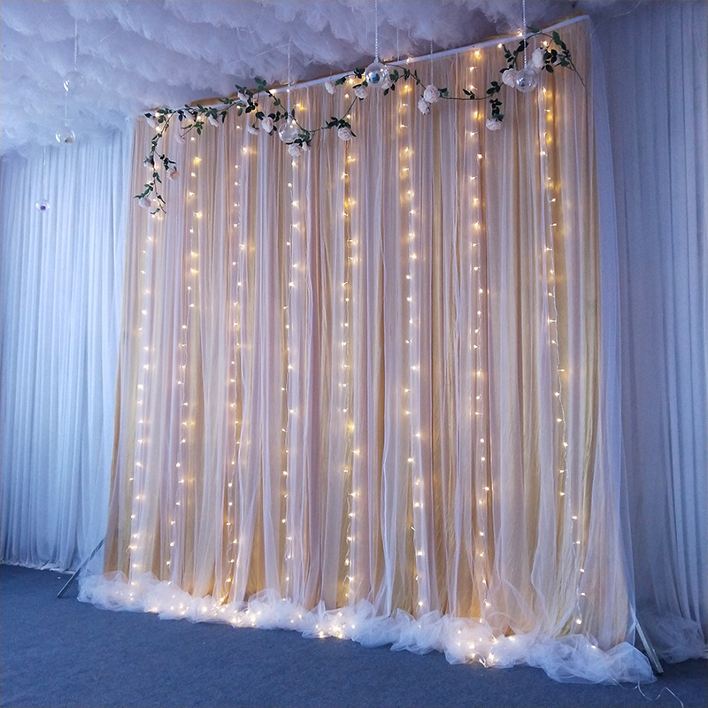 婚庆背景纱幔布婚礼网纱背景布幔生日场景舞台装饰纱幔背景装饰布