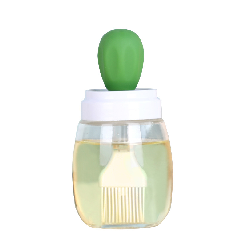 Controllable Brush Oil Bottle Transparent Glass Oil Pot Kitchen Large Mouth with Scale Suction Tube Bottle Brush Integrated Jar Glass Bottle