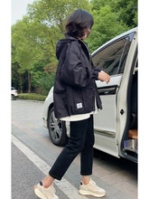 小香风工装外套女春季设计感小众感黑色连帽美式风街头棒球服