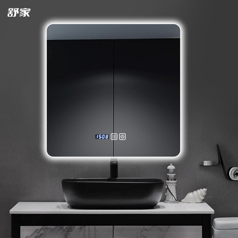 Simple Style Bathroom Mirror Smart Mirror LED Light Touch Screen Bathroom Table Luminous Makeup Mirror Square