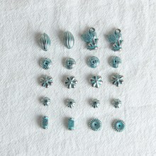 蓝色喷金小花树天使圆珠脂隔珠DIY手作耳环饰品手链项链饰品配件