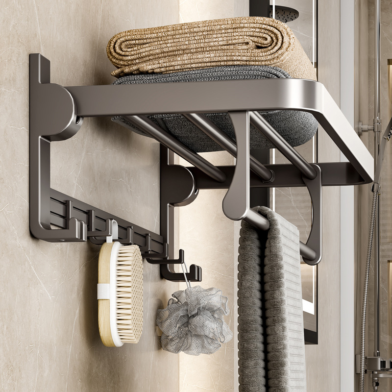 gun gray bath towel rack punch-free bathroom storage rack wall-mounted toilet alumimum toilet towel rack