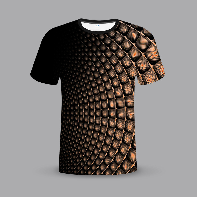 3dt恤男女短袖立体漩涡几何图形个性创意3d印花定制款牛奶丝上衣