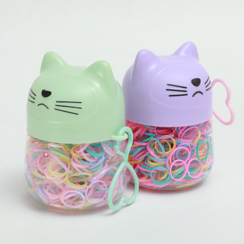 New Cute Cat Disposable Color Strong Pull Constantly Children's Hair Band Thickened Baby Does Not Hurt Hair Small Rubber Band