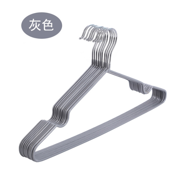 Wholesale Hanger Bold Type Household Seamless Simplicity Hanger Metal Adult and Children Non-Slip Band Groove PVC Coated Hanger