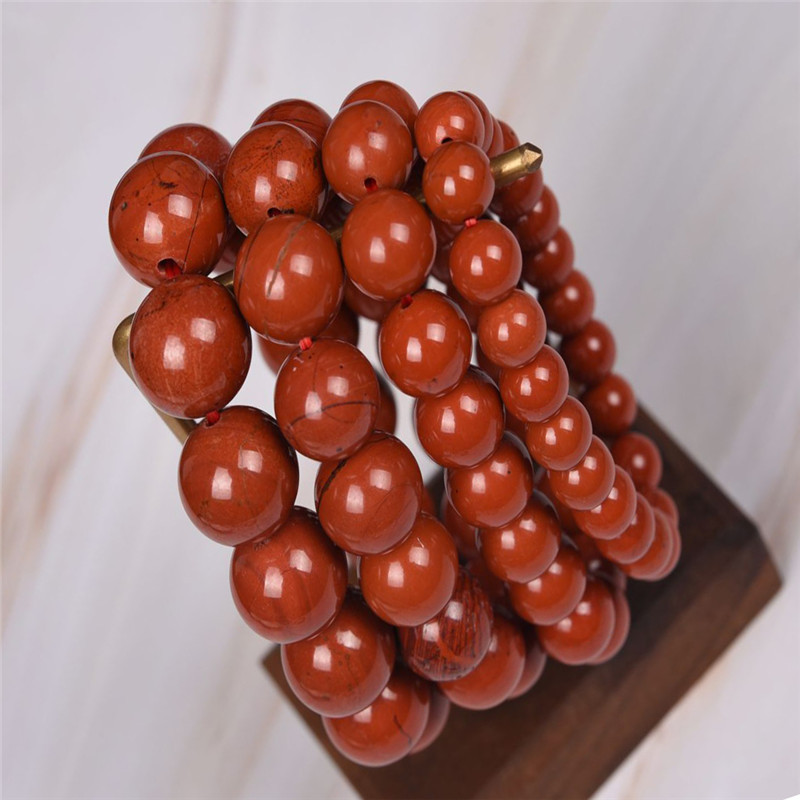 富宏水晶天然红竹石玛瑙单圈圆珠8_14mm手串男女款简单时尚饰