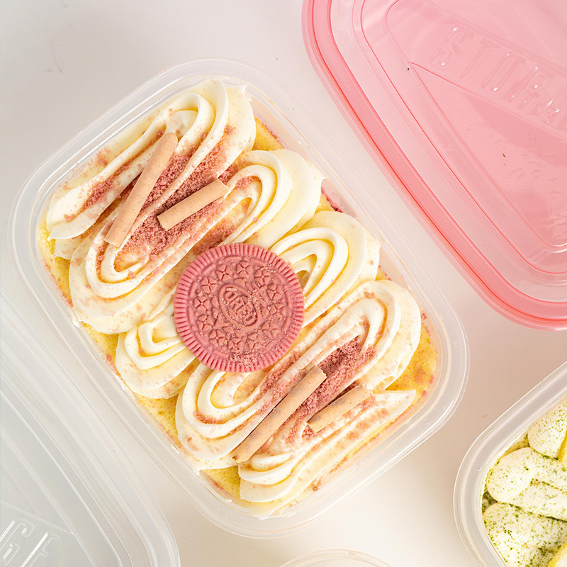 一次性千层蛋糕盒 打包盒豆乳盒子餐盒水果捞保鲜千层盒50只280ml