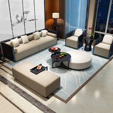 新中式沙发 禅意客厅实木沙发组合 样板房会所家具布艺沙发可拆洗