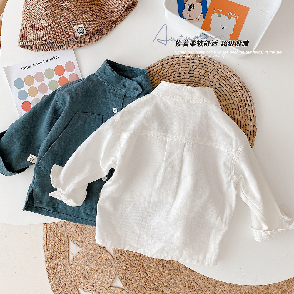 Children's Stand Collar Shirt 0-6 Years Old 2022 Autumn New Boys' Korean Style Shirt Baby Boys' Workwear Tops Cy189
