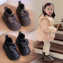 女宝宝加绒保暖袜子靴冬季韩版皮靴中大童公主靴子宝宝短靴儿童靴