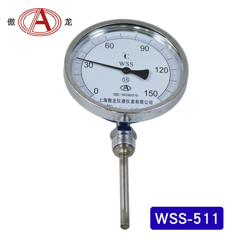 wss-511不锈钢指针式温度表锅炉管道测量不锈钢wss-511温度计供应