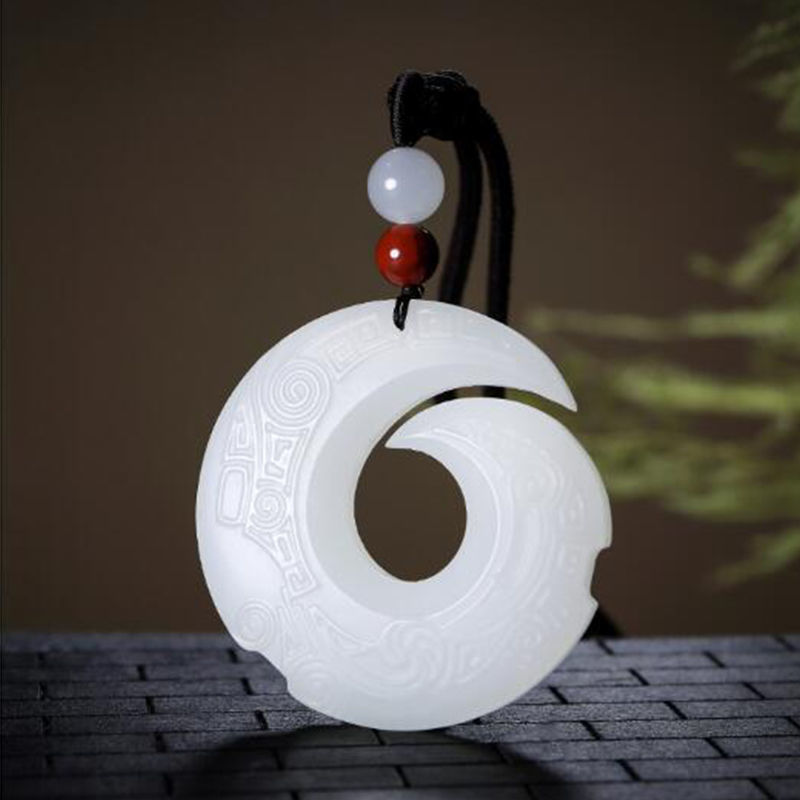 新疆和田玉白玉阿富汗玉吊坠石来运转男女款玉坠情侣玉佩玉石项链