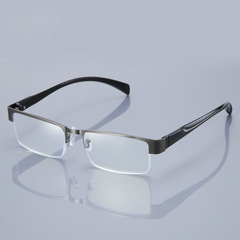 方形老花镜老年人女士眼镜 老年时尚阅读老花镜金属半框光学镜架