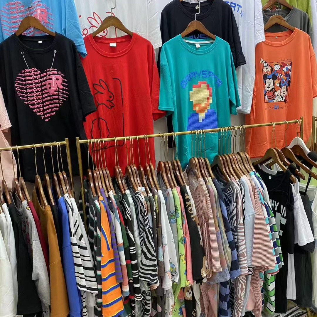 外贸装柜女装短袖批发地摊货源大码女宽松半袖打底衫透气短袖t恤