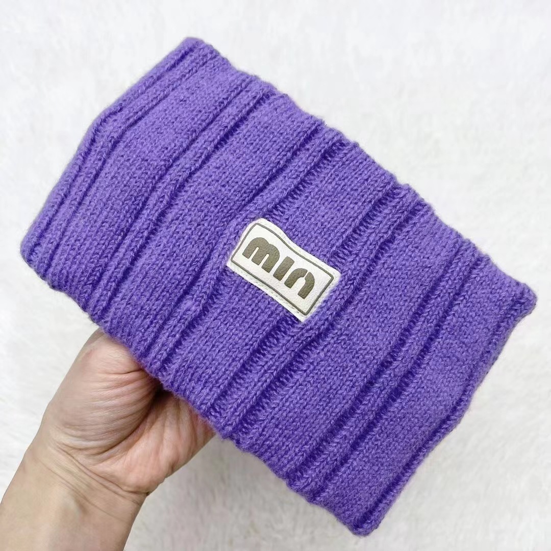 New Ins All-Matching Woolen Hair Band Solid Color Headband Knitted Wide Brim Hair Band Purple Hair Band