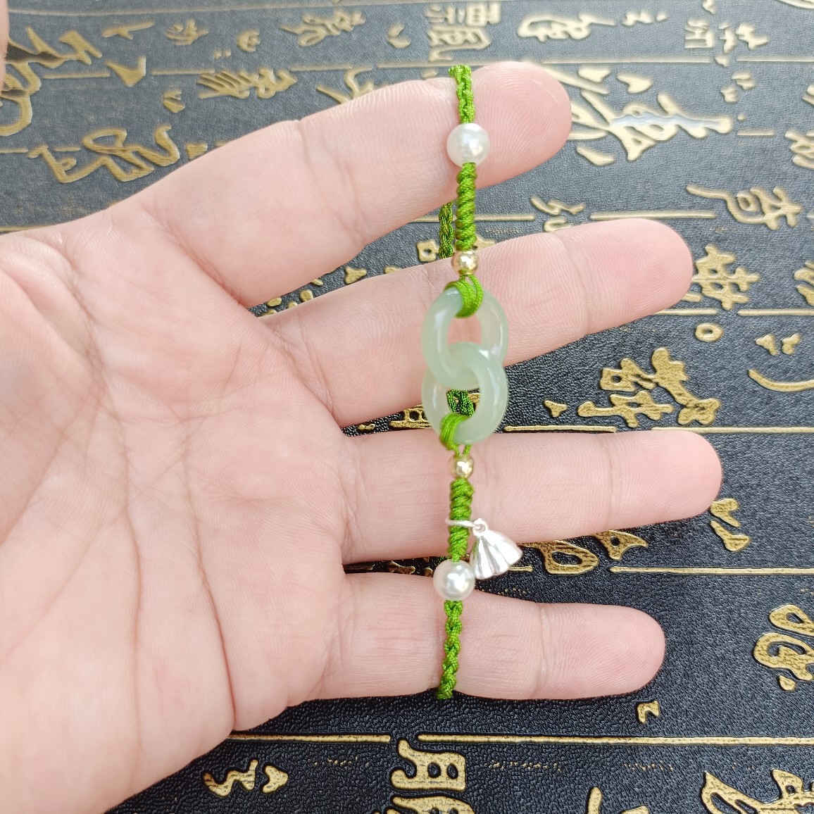 抖音同款环环相扣手链女 国风复古和田玉手绳手工编织 送闺蜜礼物