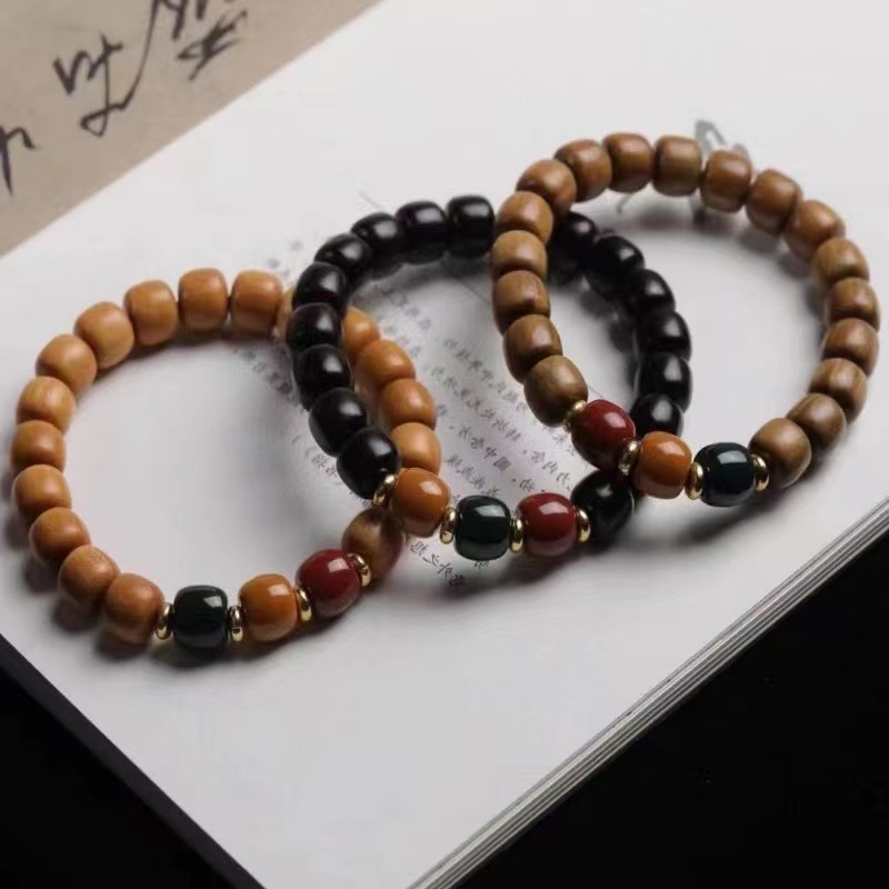 Ebony Bracelet Guajacwood Beads for Men and Women Wooden Cultural Artifact Beads Single Circle Duobao Barrel Beads Rosewood Bracelet Wholesale