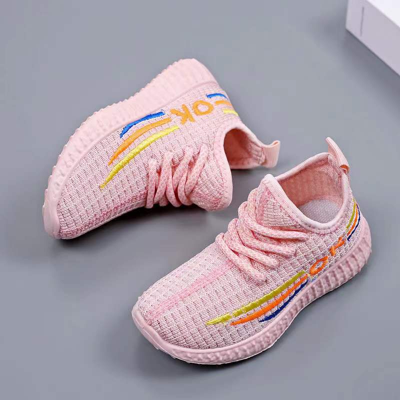 Children's Shoes 2023 Summer New Coconut Shoes Flyknit Breathable Soft Sole Sneakers Low-Top Girls' Casual Shoes Wholesale