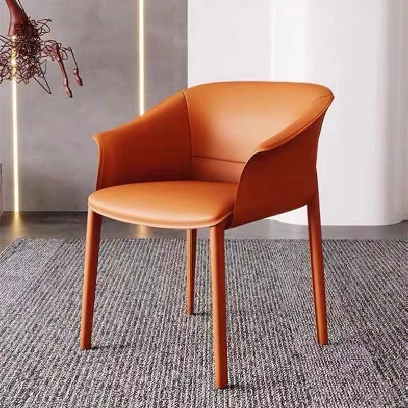 北欧马鞍皮椅轻奢椅家用意式极简化妆椅高端酒店凳子设计师椅子