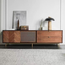 现代视听柜北欧客厅复古家具设计师法式轻奢电视柜茶几组合