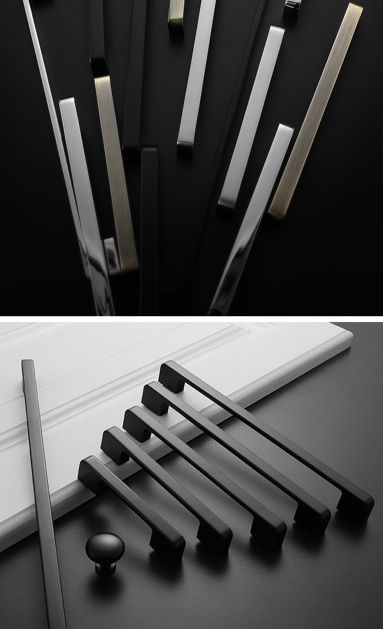 现代简约黑色实心锌合金单孔拉手美式抽屉橱柜鞋柜衣柜门把手五金