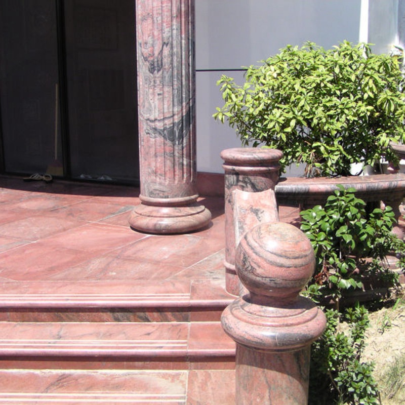 厂家直供花岗岩幻彩红 幻彩麻 雕刻栏杆异形 园林青石栏 别墅楼梯