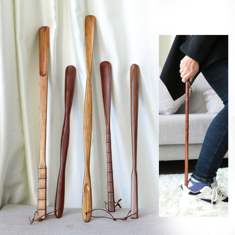 厂家木质提鞋器 多款楠木制长柄鞋拔子护鞋后跟 懒人方便穿鞋器