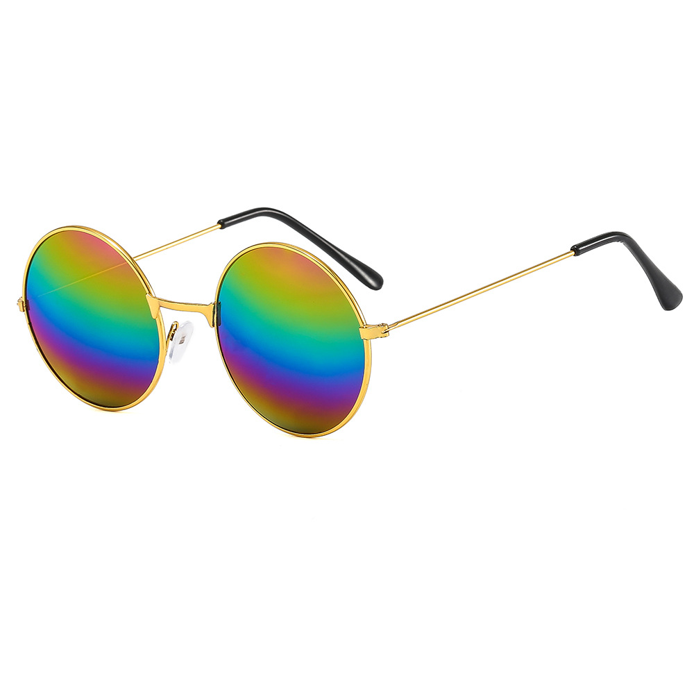 Metal Circle Sunglasses Retro Sunglasses for Men and Women Glasses Prince Glasses Plain Glasses Color Reflective Sunglasses