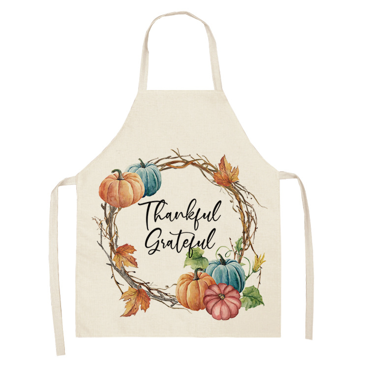 20.23 Million Shengjie New Pumpkin Multi-Functional Kitchen Cotton and Linen Apron Support Drawing Can Be Customized Factory Direct Supply