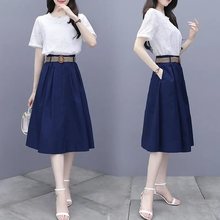 两件套连衣裙新款夏季韩版镂空修身显瘦气质休闲裙子套装女潮