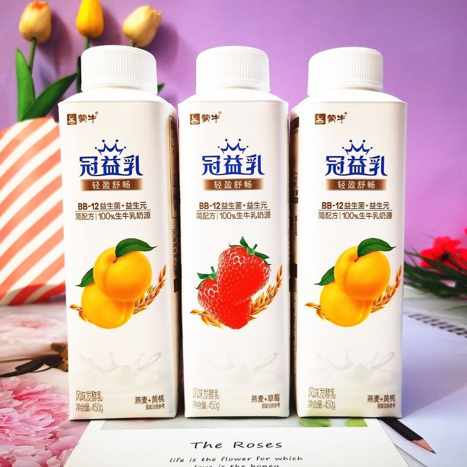 蒙牛冠益乳酸奶450g*5/8瓶 风味发酵乳 草莓 黄桃 椰果 桑葚包邮