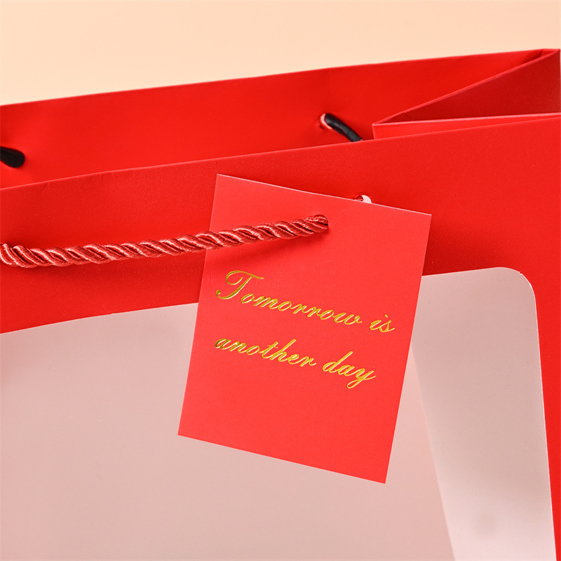 Transparent Window Handbag Teacher's Day Flower Packaging Gift Bag Gift Box Paper Packaging Bags Doll Gift Bag