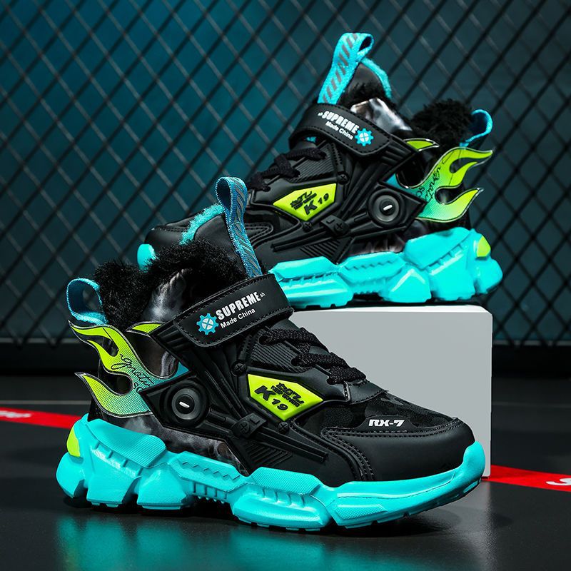 儿童棉鞋男童运动鞋加绒加厚保暖秋冬季新款男孩鞋子小中大童abc