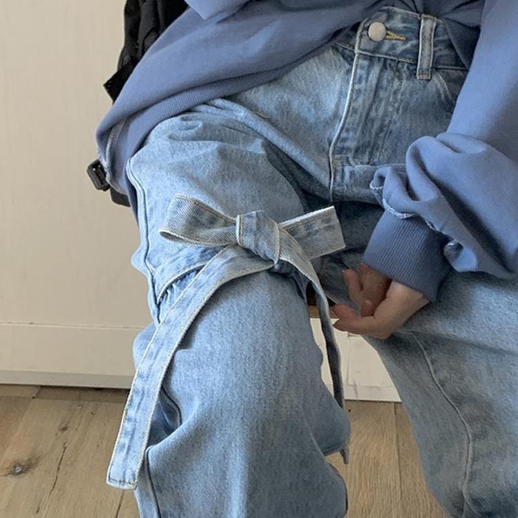 蝴蝶结牛仔裤图片
